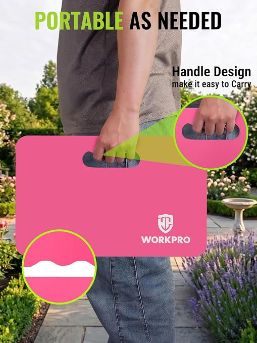WORKPRO Extra Thick Kneeling Pad, Pink, 17.5 x 11 x 1.5 in, Pink | Soft NBR Foam Cushioning for Knee, Large Foam Kneeler Mat, For Gardening, Bathing Baby, Exercise, Workout Supplies