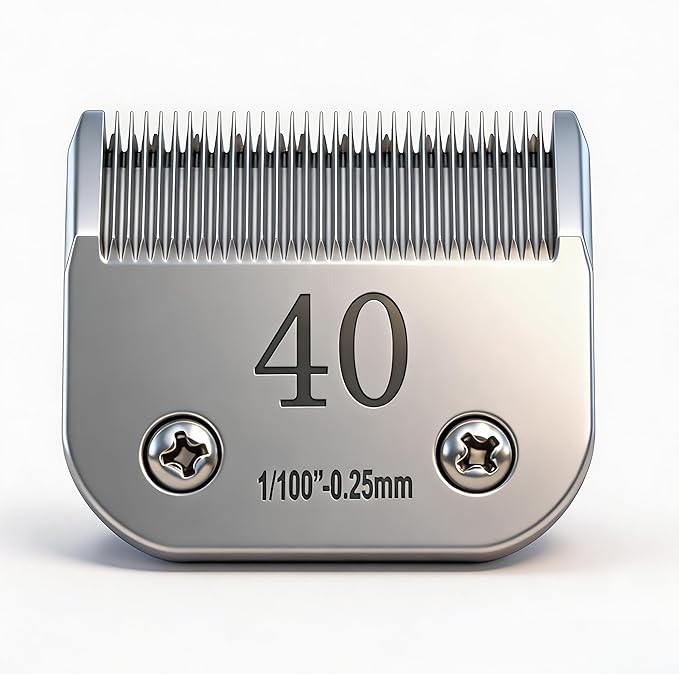 #40 1/100 inch (0.25mm) Pet Grooming Clipper Replacement Blades, Detachable Blade Compatible with andis/wahl/Oster Dog Clippers (S40), Very Short Roots After a Haircut
