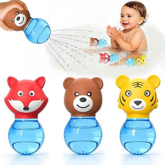 Sensory Bath Toys for Toddlers 1-3: 3PCS Bathtub & Pool Squirt Toys for Kids | Water Table & Tub Floating Toys | Silicone Water Sensory Toys for Boys & Girls Ages 1-6 Years Old