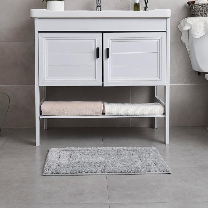 GRANNY SAYS Bathroom Rugs Sets 2 Piece,Soft Bath Mats for Bath, Bathroom Rugs Non Slip Washable, Absorbent Bath Rug for Tub,Shower and Toilet, Bath Mat Set (Gray, 20" x 32" + 16" x 24")