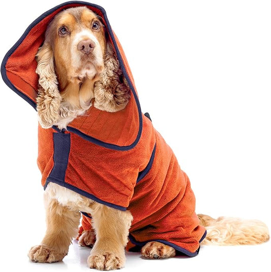 Lucky Pooch® Dog Robe - Luxurious Dog Bathrobe - Ultra Absorbent Dries Your Dogs in Minutes! Double-Layer, Super Soft Towel and Bath Robe All in One (XL, Amber)
