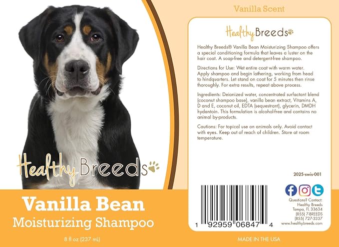 Healthy Breeds Greater Swiss Mountain Dog Vanilla Bean Moisturizing Shampoo 8 oz