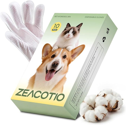 ZeaCotio Pet Wipes Gloves for Dogs and Cats, Disposable Pet Cleaning Gloves for Paws, Coat, Face and Butt, Soft Dog Wipes and Cat Wipes for Daily Grooming, Travel and Outdoor Use
