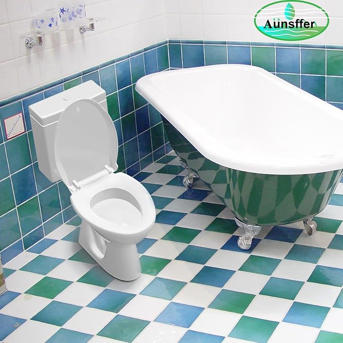 Aünsffer Toilet Seat Elongated Toilet Seat 18.5inch, Soft Close Toilet Seat Easy Clean, Oblong Toilet Lid for Home Use, White PP Material, 2 Year Support
