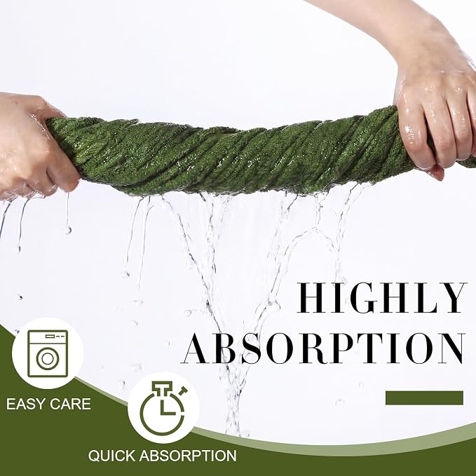 Set of 6 Oversized Bath Towel 40 x 80 Inches Jumbo Bath Sheet Absorbent Microfibers Quick Dry Towel Set with 2 Extra Large Shower Towels 2 Hand Towels 2 Washcloths for Bathroom Spa Gym(Olive Green)