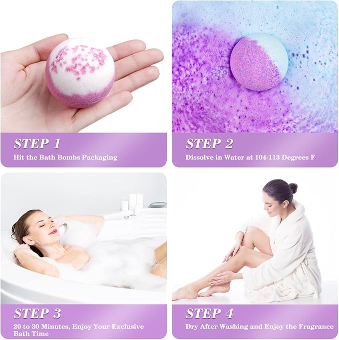CalmNFiz 20PCS Bath Bombs for Women Presents Set Natural Wonderful Fizz Effect Bath Bomb with Shea Butter & Essential Oils, Bubble Bath Mothers Day Presents for Mom, Wife, Girlfriend