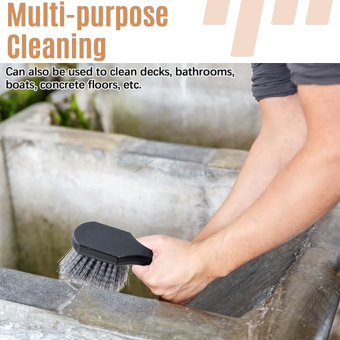CroBlissful 2 Pcs Bird Bath Cleaning Brush Hard Bristle Stiff Bristle Brush with Plastic Handle Utility Scrub for Bird Feeder Bath Accessories Fountain Outdoor Cleaning(Gray)