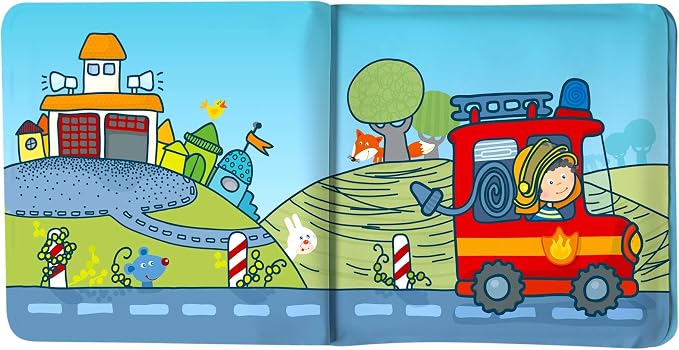 HABA Magic Bath Book Fire Brigade - Wet the Pages to Reveal Colorful Backgrounds in Tub or Pool