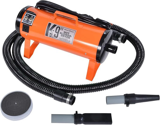 Electric Cleaner Company K9 II Dog Blow Dryer - High Power Grooming Dryer, Heavy Duty, 10' Hose, Deshedding, Orange