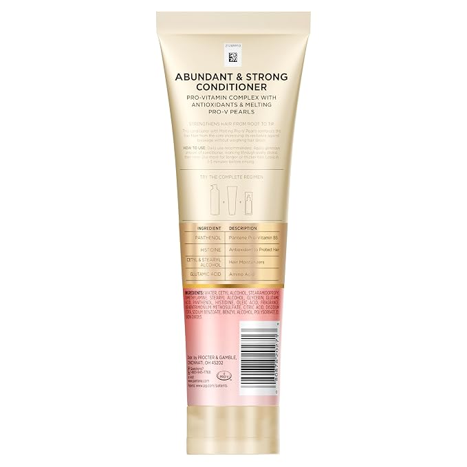 Pantene Abundant & Strong 3-Piece Regimen with B5 Complex + Niacinamide, Shampoo (13.5 oz), Conditioner (8 oz), Serum (2 oz) for Hair Loss, Thinning, Anti-Breakage, Volume - Grows Healthier