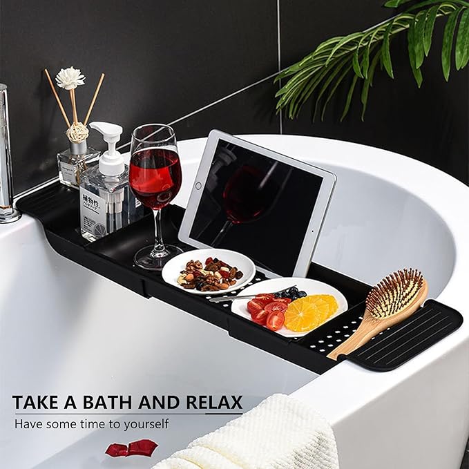 Bath Tub Tray - Stretchable, Strong Load-Bearing, Plastic, Anti-Slip Design - Ultimate Bathtub Caddy Tray