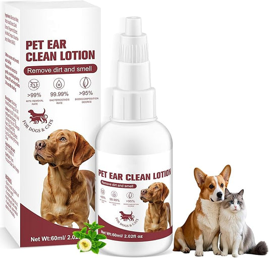 Pet Ear Cleaner Drops - Gentle Ear Wash Solution for Dogs & Cats, Remove Wax & Debris, Eliminate Ear Odor, Safe for Daily Ear Cleaning