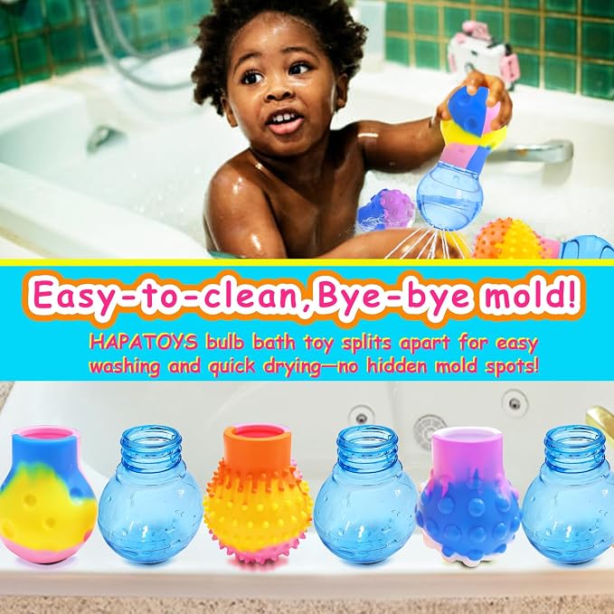 Bath Toys for Toddlers Ages 1-3, Squishy Bath Bulb Bath Toys for 1 2 3 Year Old Boy Girl Gifts, Sensory Squeezing Bathtub Water Toys for Baby Kids 1-3 2-4 Stocking Stuffers