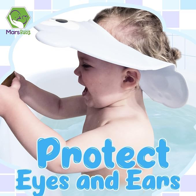 Mars Baby Shampoo Bath Visor - Shower Cap Keeps Water out of Babies Eyes During Bath Time - Adjustable Baby Shampoo Cap - Toddlers, Babies, Children - Blue