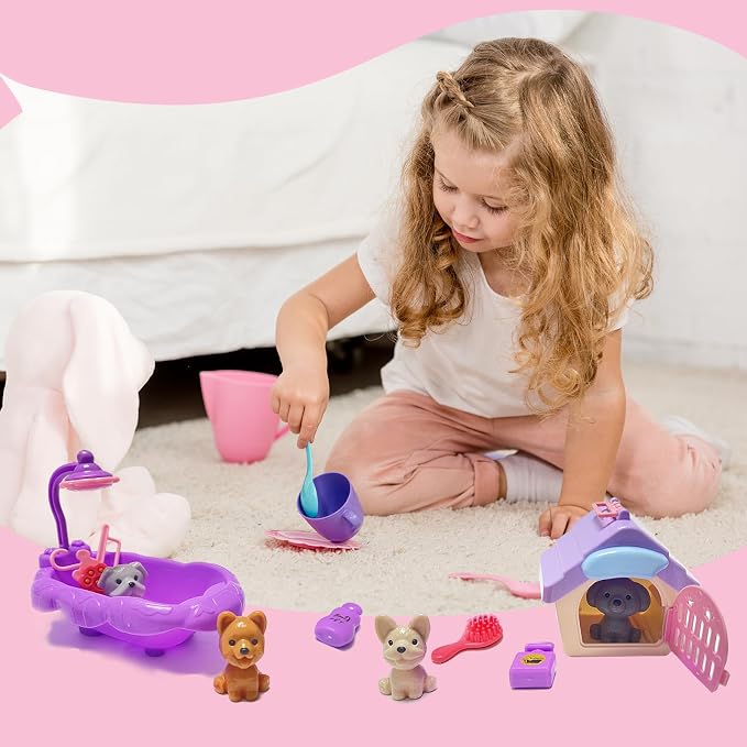 Bath Bombs for Kids with Surprise Toys Inside, 20 Pack Kids Bath Bombs with Puppy Dolls & Dog Pretend Playset Bath Toys, Child-Safe Bubble Bath Fizzies, Birthday Christmas Gift Set