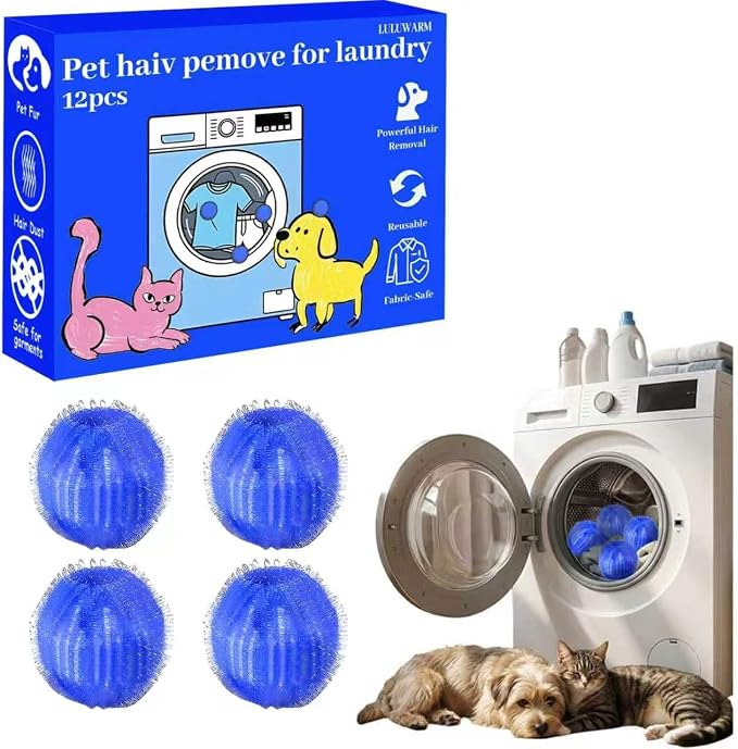 12Pcs Pet Hair Remover for Laundry, 2026 Reusable Dog & Cat Hair Remover, Efficient Debris, Hair Cleaner, Pet Hair Catcher for Clothes, Bedding, Washing Machine Hair Catcher ((Small))