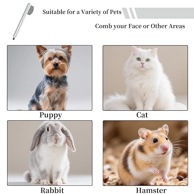 Precision Tear Stain Comb for Small Dogs Cats Face Eye Gunk Removal Tool ，Fit Yorkie, Shih Tzu, Maltese, Maltipoo, Pomeranian, Puppy Starter Kit, Pet Supplies (White-4 Pack)