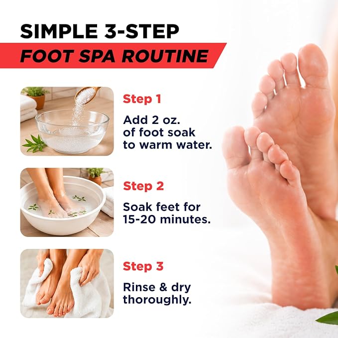 FOOT CURE Tea Tree Oil & Muscle Foot Soak with Epsom Salts - All-Natural Salts for Post-Workout Recovery - Softens Calluses, Soothes Sore & Tired Feet, Foot Odor Control, Spa Pedicure (Pack of 2)