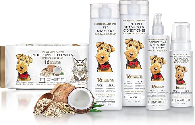 GIOVANNI Professional Pet Deodorizing & Finishing Pet Spray - Oatmeal & Coconut Helps Neutralizes Odors, Silkens, Freshens Fur - 10 oz (Pack of 2)