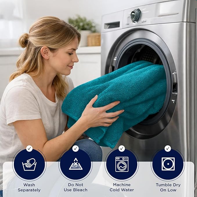DAN RIVER 2 Pack Luxury Bath Sheets 35x70, 600 GSM, Soft & Quick Dry 100% Ring Spun Cotton Towels Ideal for Hotels, Spas, Gyms & Salons Extra Large, Teal