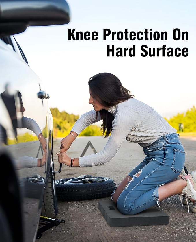 1.5" Extra Thick Garden Kneeling Pad, Comfortable Foam Knee Pad with Handle, Durable Supportive Knee Cushion for Gardening, Yard Work, Car Repairing, Workshop, Baby Bathing, 17.5"x11", Black