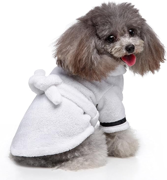 Petyoung Pet Bathrobe Dog Pajama Thickened Hooded Bathrobe Quick Drying and Super Absorbent Dog Bath Towel Soft Pet Nightwear for Puppy Small Dogs Cats