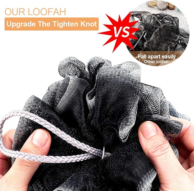 Loofah Bath Sponge, Novosun Soft Shower Sponge Set Extra Large Mesh Pouf Scrubber for Men and Women Exfoliate,Wash Sponge,Cleanse,Soothe Skin Pack of 4, XL 75g