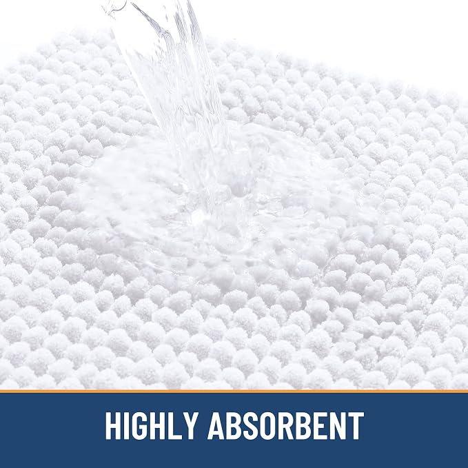 Arotive Bathroom Rugs 34" x 21", Ultra Soft Absorbent Chenille Bath Rugs, Rubber Backing, Machine Washable Bath Mats for Bathroom Floor, Tub and Shower, Home Decor Accessories, White