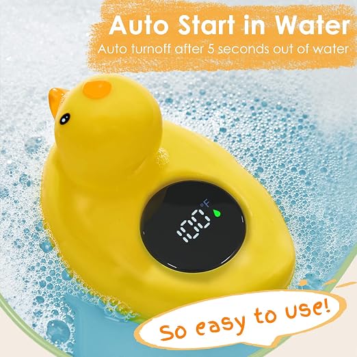 Baby Bath Tub Thermometer for Newborn - Bathtub Water Temperature Thermometer for Toddler, Safety Floating Bathing Tub Toy Newborn Bath Essentials, Gift for Mom Kid Girls Boys (Duck)