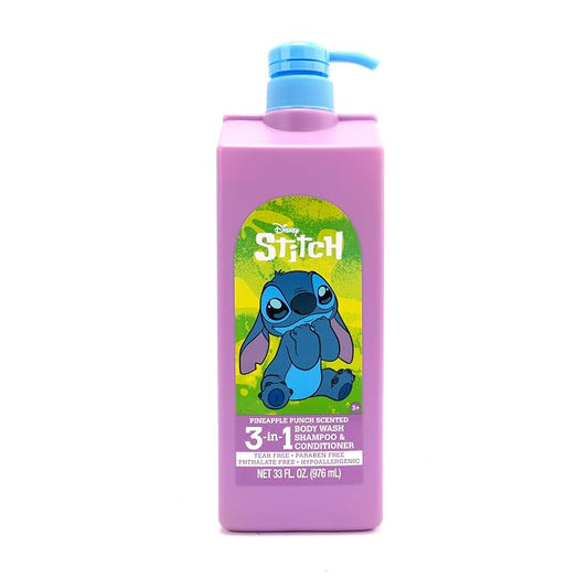 Disney Lilo & Stitch 3-in-1 Body Wash, Shampoo, & Conditioner | Pineapple Punch Scented | Tear Free, Paraben Free, Phthalate Free | Hypoallergenic | 33 fl oz (976 ml)