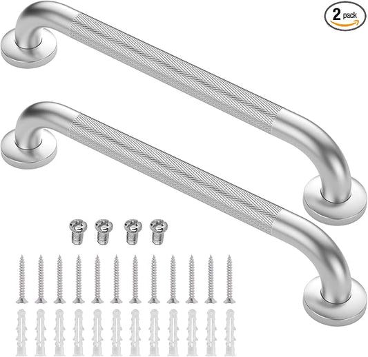 2 Pack 18 Inch Grab Bars for Bathtubs and Showers, Anti Slip Shower Grab Bars Stainless Steel Shower Handle Handicap Elderly Senior Assist Bathroom Saft Handle | Stainless Steel Shower Handle Handicap Grab Bars Elderly Senior Assist Bathroom Saft Handl...
