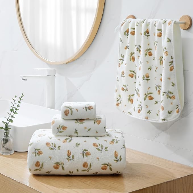 YTYC Towels, 39x78 Inch Oversized Bath Sheets for Adults Luxury Extra Large Bath Towels Sets of 6 Super Soft Shower Towels for Bathroom Microfiber 80% Polyester (Printing,6 Piece)