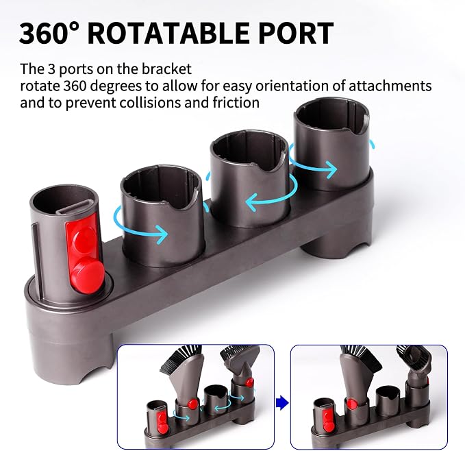 keluke Premium Accessory Holders Compatible with Dyson Vacuum Cleaners - Wall Mount and Docking Station Organizer for V15 V7 V8 V10 V11 Model, with 10 Storage Adapters (2 Pack)