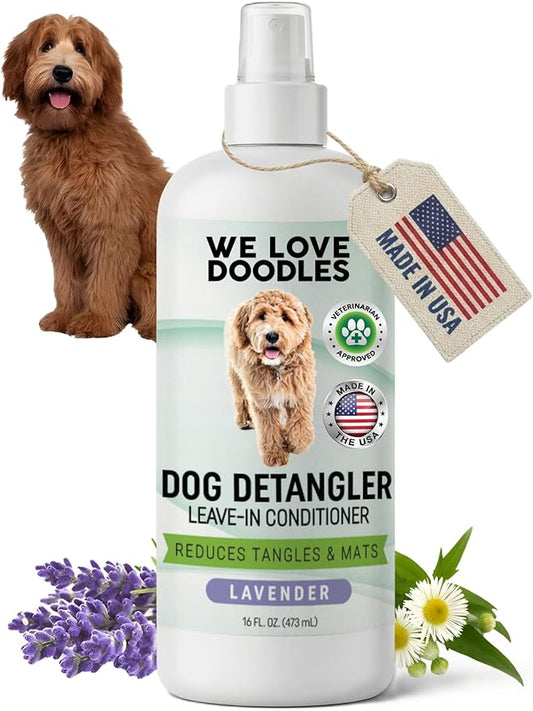 We Love Doodles Dog Detangler Spray - Leave-in Conditioner for Dogs - Dog Detangling Spray - Dematting Spray for Dogs - Tangle Remover - Made in The USA (Lavender)