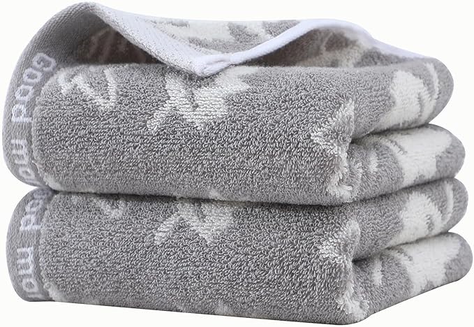 2 Pack Decorative Maple Leaf Hand Towels Cotton, Soft Highly Absorbent Bathroom Towel Set for Face Spa & Kitchen, 13x29 Inches (Grey - 2 Pack)