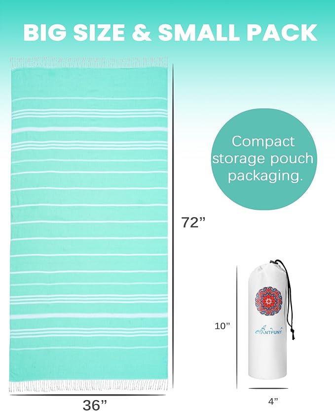 4 Pack Turkish Beach Towels Quick Dry Sand Free Oversized Bath Pool Swim Towel Extra Large XL Blanket Adult Travel Cruise Accessories Must Haves Clearance Stuff Necessities Vacation Essentials