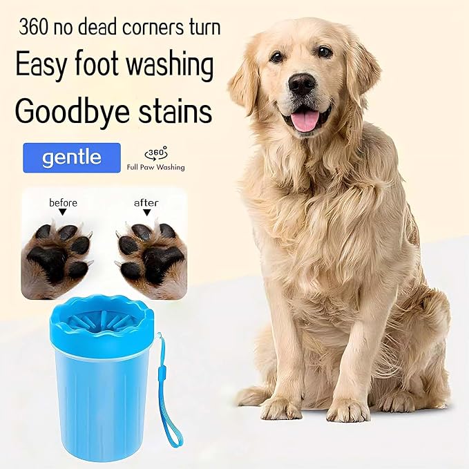 Dog Paw Cleaner,Washer,Pets Foot wash Cup-Pet Foot Cleaner for Small Medium Large Breed Dogs/Cats Pet Clean Paws Miracle Portable Tool(with 1 Towel& 1Brush) Blue