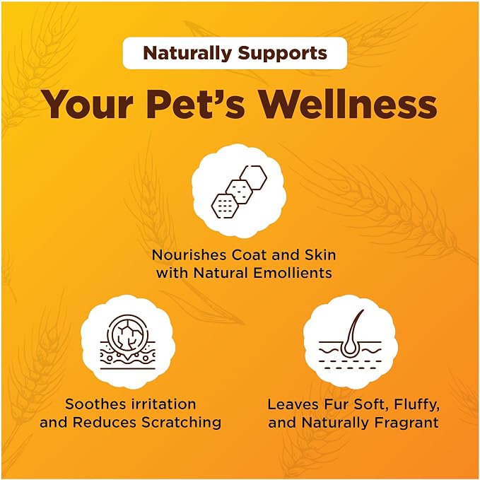 Honey & Oatmeal 16.9 oz Pet Shampoo for Dogs, Natural Formula with Colloidal Oatmeal, Aloe & Honey - Relieves Itchy Dry Skin, No Sulfates or Parabens, Gentle, Chamomile Scented