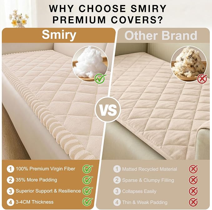 Smiry Couch Cover for Dogs, Non Slip Washable Pet Sofa Protector for Large Dogs, Cats, Fuzzy Plush Sofa Covers for 3 Cushion Couch, Against Fur, Dirt & Scratch Resistant, Apricot, 27.6"×88"