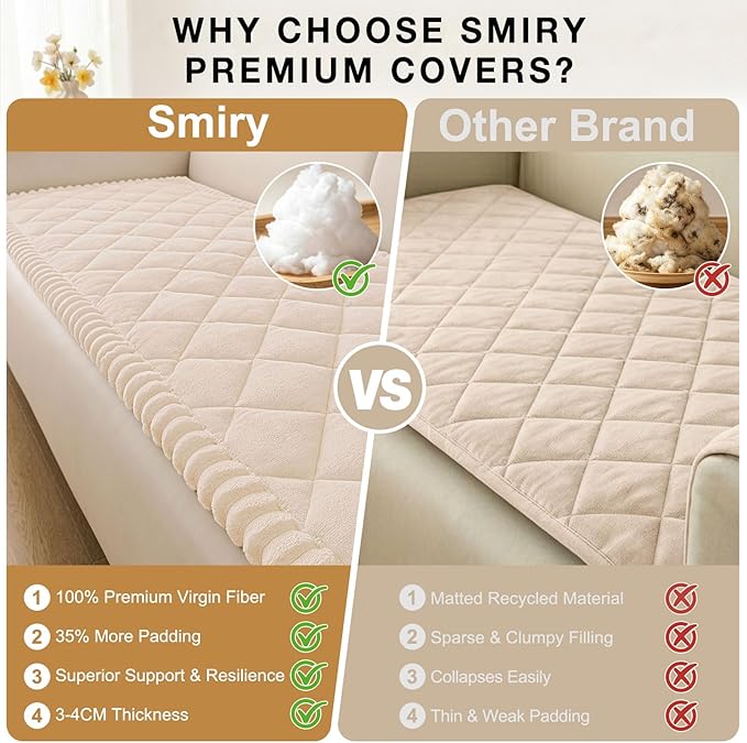 Smiry Couch Cover for Dogs, Non Slip Washable Pet Sofa Protector for Large Dogs, Cats, Fuzzy Plush Sofa Covers for 3 Cushion Couch, Against Fur, Dirt & Scratch Resistant, Apricot, 27.6"×70.9"