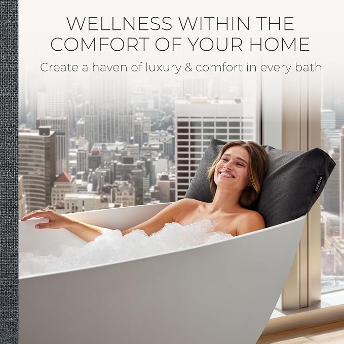 BADESOFA® Luxury Bath Pillow S - Ultra Comfortable & Quick-Drying Bath Back Pillow - Washable Full Body Bath Pillow for Bathtub - Therapeutic Head and Neck Support - Luxury Spa Cushion in Charcoal