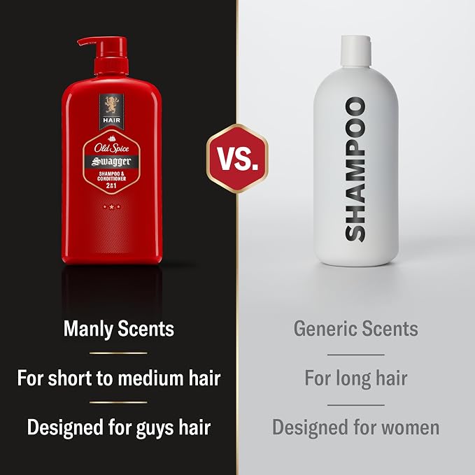 Old Spice Mens 2-in-1 Shampoo and Conditioner Set, Swagger, Cedarwood Lime Scent, For All Hair Types, Healthier, Fuller, More Moisturized Looking Hair, Barbershop Quality, 29.2 fl oz Each, Twin Pack