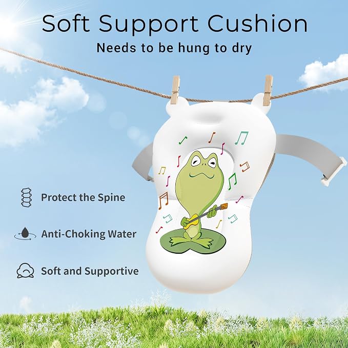 BUNWAG Baby Bathtub, Collapsible Newborn Bathtub for Infant to Toddler with Soft Cushion and Thermometer,Portable Travel Newborn Tub with No-Slip Feet, Baby Shower Gifts, 0-12 Months Baby Bath, Blue