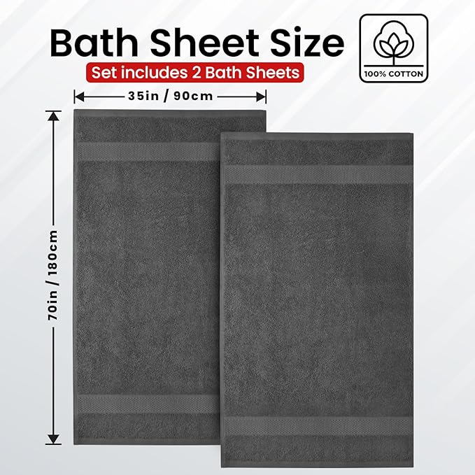 Infinitee Xclusives Jumbo Bath Sheets Towels for Adults – 600 GSM (35X70 Inches)– 100% Ring Spun Cotton, Soft and Absorbent Large Bath Towels for Bathroom
