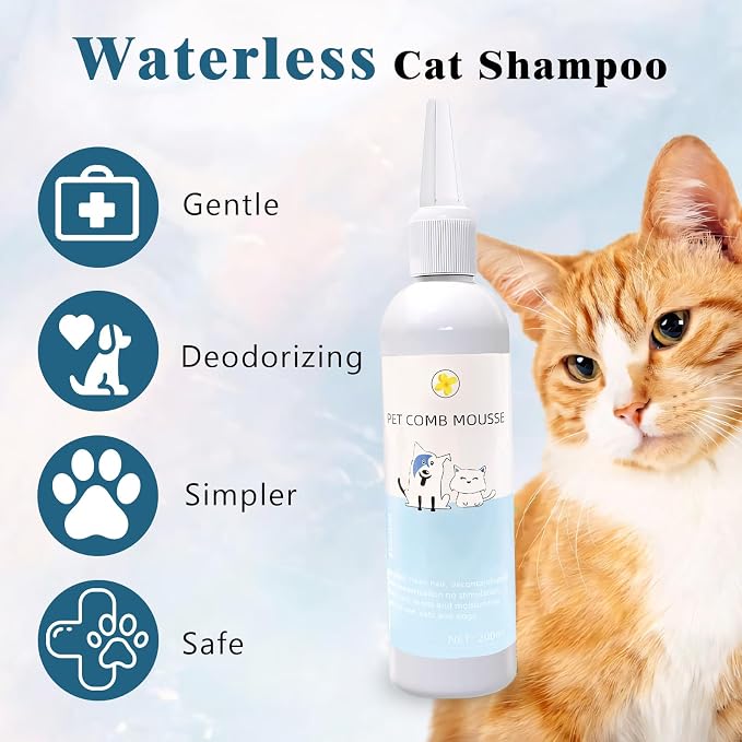 Pet Steam Brush for Dog & Cat – 3-in-1 Spray Hair Removal for Grooming, Softens Fur & Reduces Static 1*Shampoo(Steam Brush not Included)