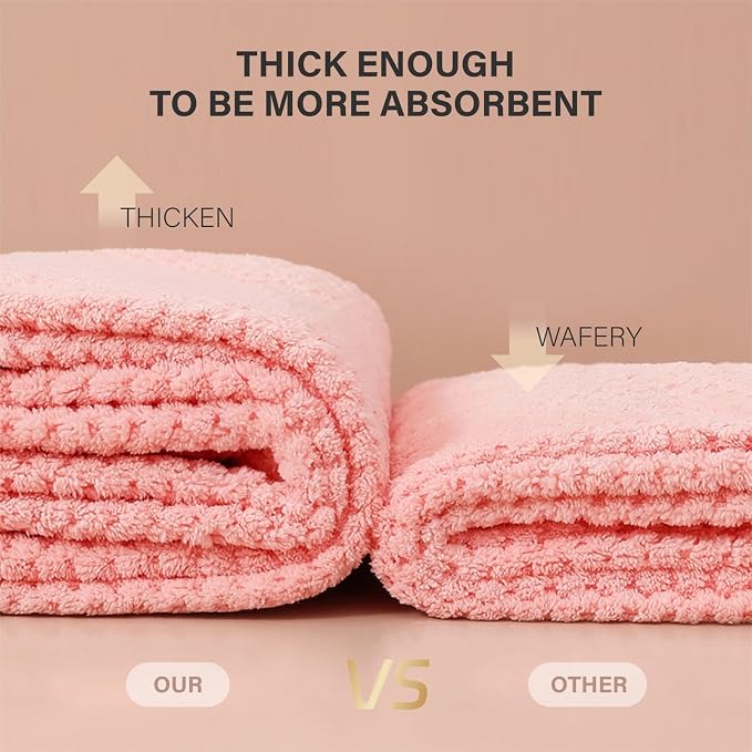 MaopaoBeauty 2 Pack Microfiber Hair Towel Wrap for Women, Hair Drying Towel with Button, Towel Turban,Head Towel to Dry Hair Quickly Lint Free, White