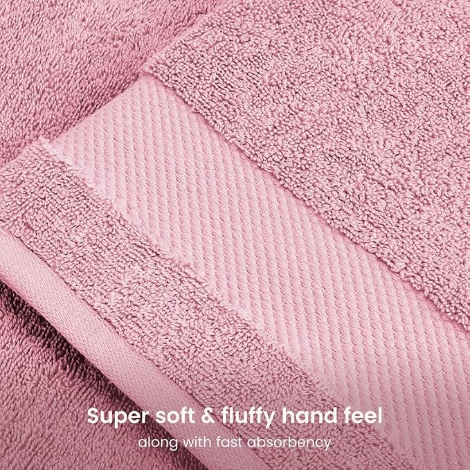 BIOWEAVES 100% Organic Cotton Bath Sheet Set of 2 | Soft Oversized Bath Towels | 700 GSM Premium Bath Towel Sheet Set GOTS Certified - Dusty Pink