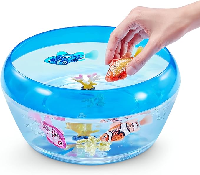 Robo Alive Robo Fish Robotic Swimming Fish (Pink + Golden) by ZURU Water Activated, Changes Color, Comes with Batteries, Amazon Exclusive (2 Pack) Series 3