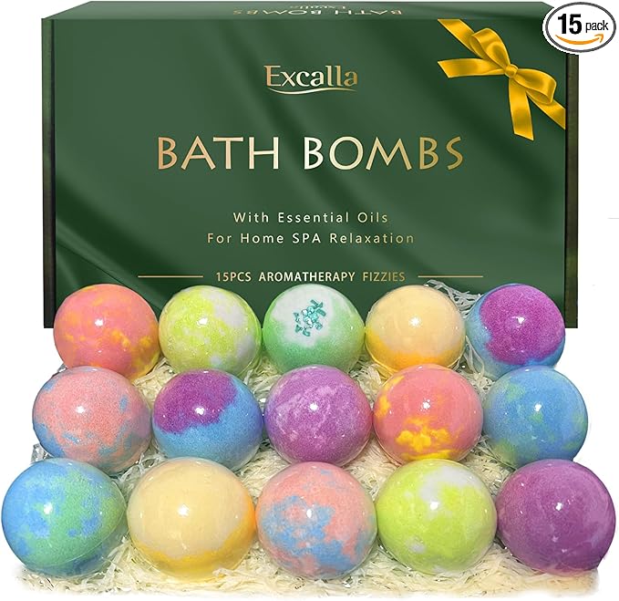 Bath Bombs for Women Gift Set, 15 Pcs Handmade Bubble Bathbombs, Shea & Coco Butter Dry Skin Moisturize, SPA Relaxing Gifts for Women & Men, Her, Girls, Wife, Birthday