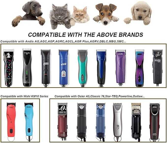 2PCS 10W Wide Blades Dog Grooming Blades Compatible with Andis Dog Clippers | ,Stainless Steel Dog Clipper Blades Compatible with Oster A5,Wahl km10 for Animal Dog,Cat,Horse,Black